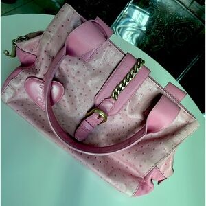 Y2K Juicy Couture Pink Ostrich Print Leather bag